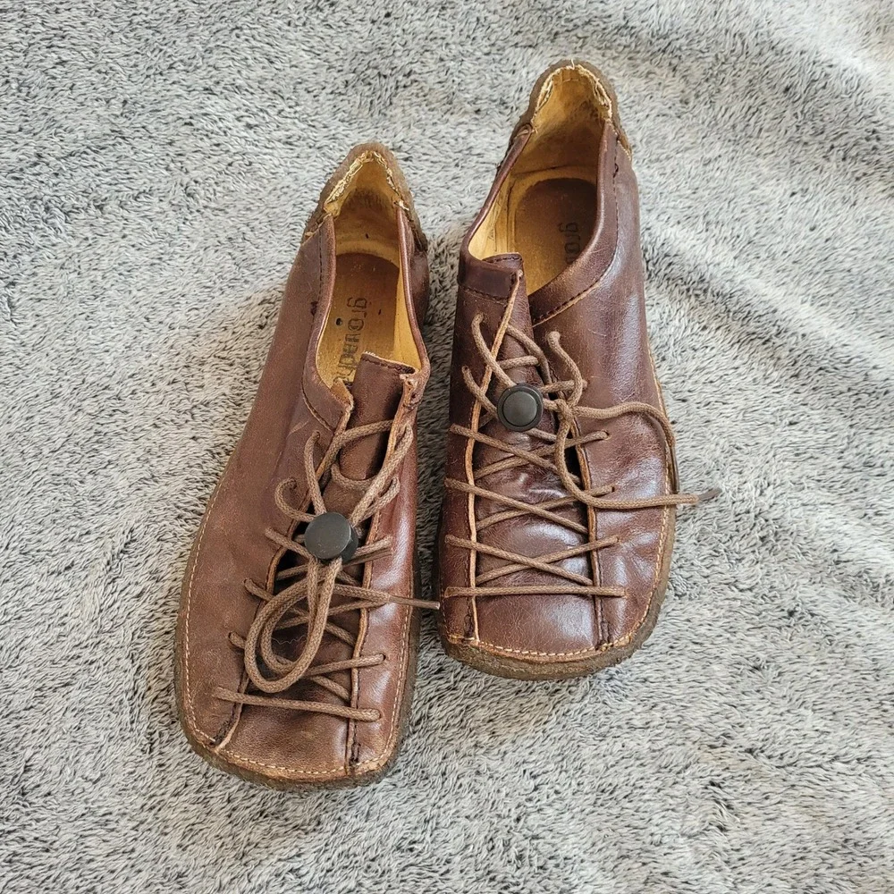 Groundhog Women Lace Up Shoes 8 Soft Leather Brown Comfort Crepe Sole 21461